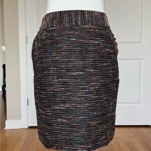 LOFT Metallic Multi-Striped Knit Pencil Skirt - Black with Iridescent Accents